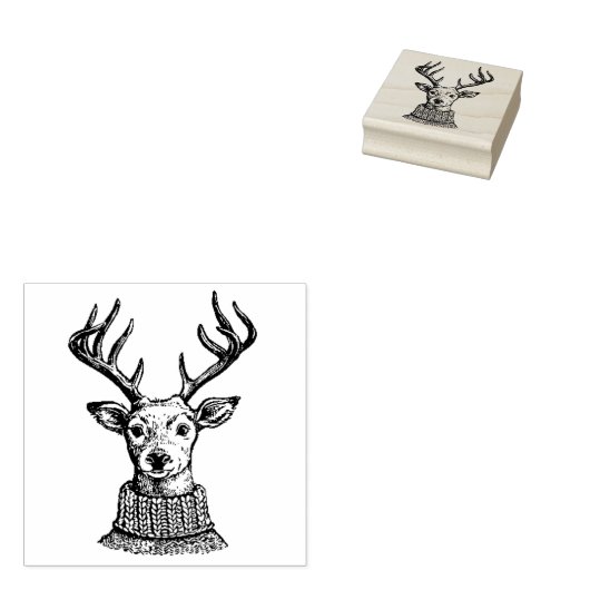 Comic Hirsch mit Pullover Gummistempel (Stempel)