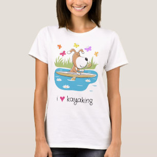 Comic-Hund beim Kajaking, Kajaksport, Wassersport, T-Shirt