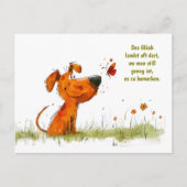 Comic-Hund und Schmetterlingmoment Feiertagspostkarte (Vorderseite)