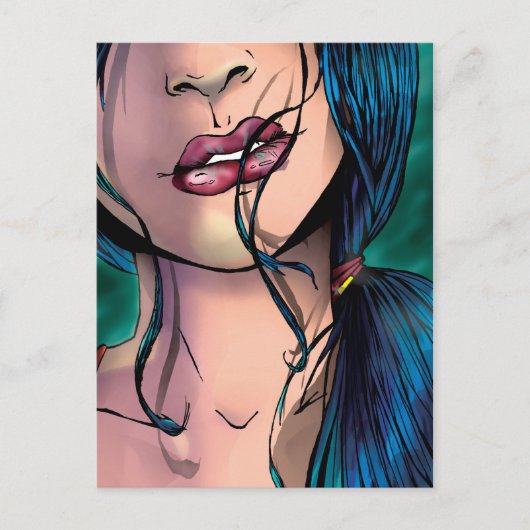 Comic Illustration eines Sexy Girl namens Miki Postkarte (Vorderseite)