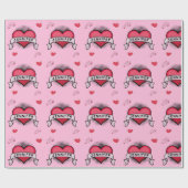 Comic im Stil rosa Herzgeschenke Geschenkpapier (Flach)