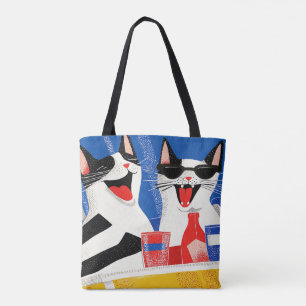 Comic Joyful Perfect Cat Duo Freude an Sommerspiel Tasche