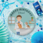 Comic-Junge Tierarzt Teal Alles Gute zum Geburtsta Pappteller (Party)