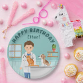 Comic-Junge Tierarzt Teal Alles Gute zum Geburtsta Pappteller (Party)