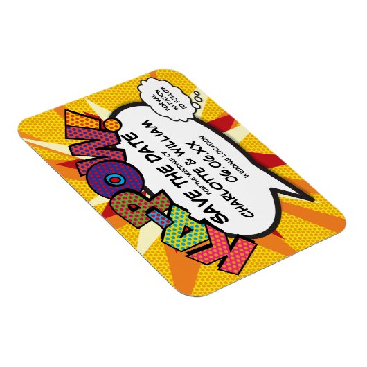 Comic KA-POW Moderner Spaß Save the Date Magnet (Rechte Seite)