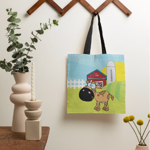 Comic-Kalb Auf Einem Bauernhof Tasche