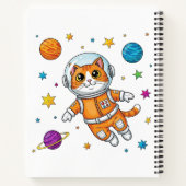 Comic-Katze-Astronaut schwebt im Weltraum Notizblock (Rückseite)