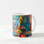 Comic Katze kuschelig im Sessel Kaffeetasse (VorderseiteRechts)