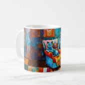 Comic Katze kuschelig im Sessel Kaffeetasse (Vorderseite Links)