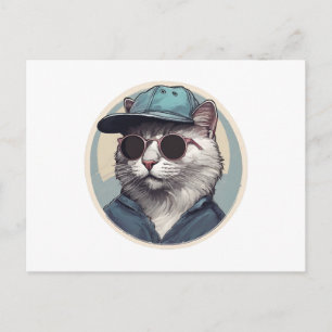 Comic-Katze mit Sonnenbrille Postkarte