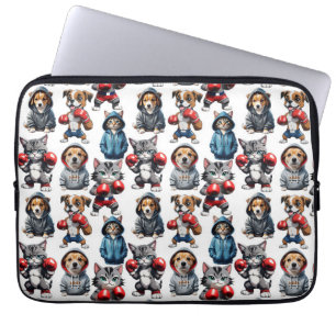 Comic-Katzen-und-Hunde-Design  Laptopschutzhülle