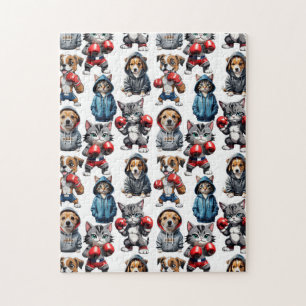 Comic-Katzen-und-Hunde-Design Puzzle