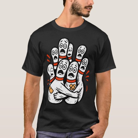 Comic-Kegel-Scheu lustiger Bowling-Sport Pla T-Shirt (Vorderseite)