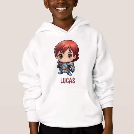 Comic Knight Chibi Character Kids Hoodie (Vorderseite)
