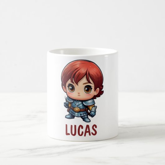 Comic Knight Custom Name Kids Mug Kaffeetasse (Mittel)