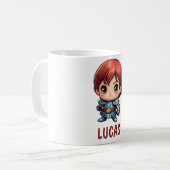 Comic Knight Custom Name Kids Mug Kaffeetasse (Vorderseite Links)