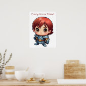 Comic Knight Funny Armor Friend Kids Wall Poster (Küche)