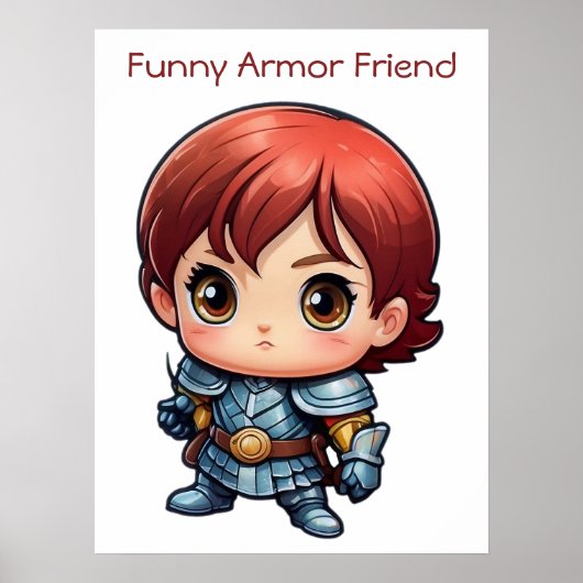 Comic Knight Funny Armor Friend Kids Wall Poster (Vorne)