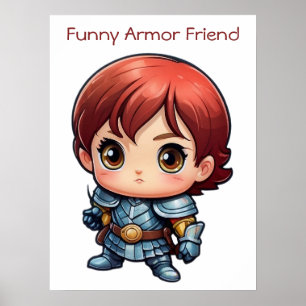 Comic Knight Lustiger Rüstungsfreund Kinder Wandpo Poster