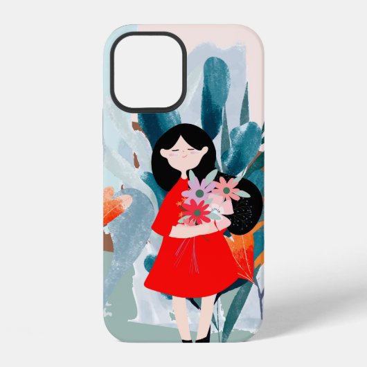 Comic-Kunst Mädchen im Wald iPhone Hülle (Rückseite)