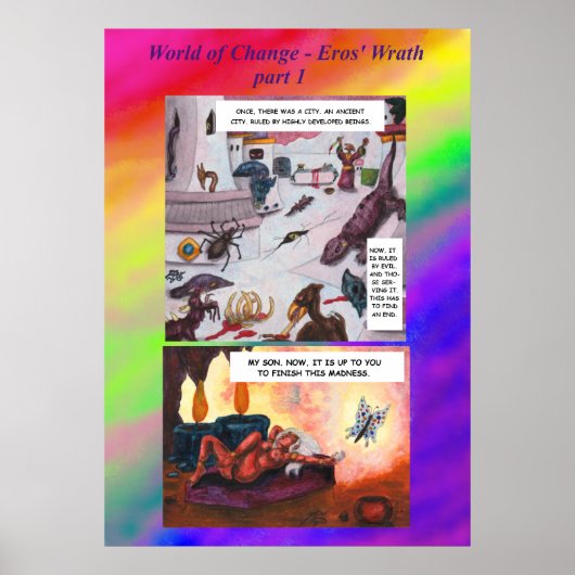 Comic-Kurzgeschichte Fantasy Welt Veränderung Kuns Poster (Vorne)