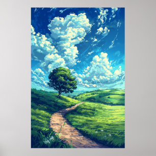 Comic Landscape Vector Poster - farbenfroh und spi