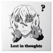Comic lineart Lost in Thoughts Fliese (Vorderseite)