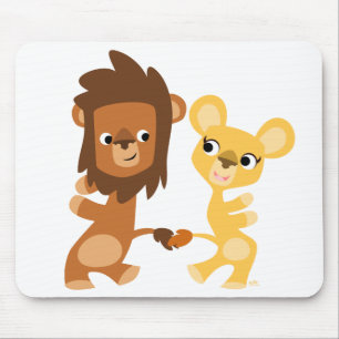 Comic-Löwe und Löwin Tanz-Mauspad Mousepad