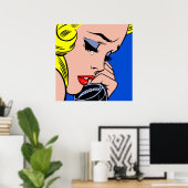 Comic Mädchen weinen auf dem Pop A weinend Poster (Heimbüro)