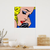 Comic Mädchen weinen auf dem Pop A weinend Poster (Küche)