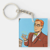Comic Mann mit Handy Schlüsselanhänger (Vorderseite)