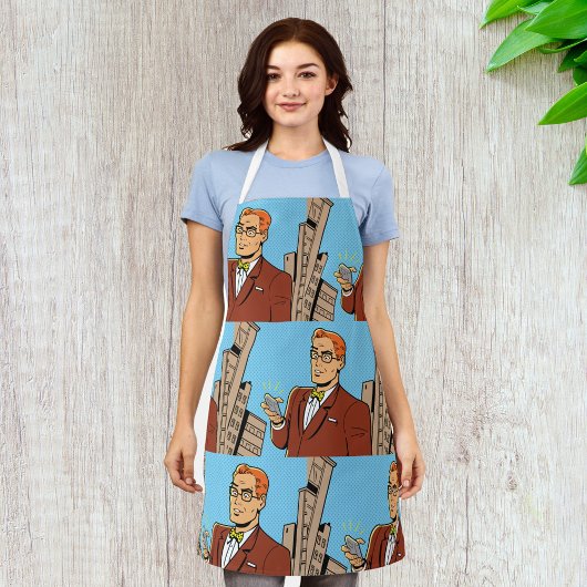 Comic Mann mit Handy Schürze