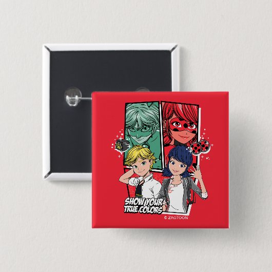 Comic Marinette & Adrien Button (Vorne & Hinten)