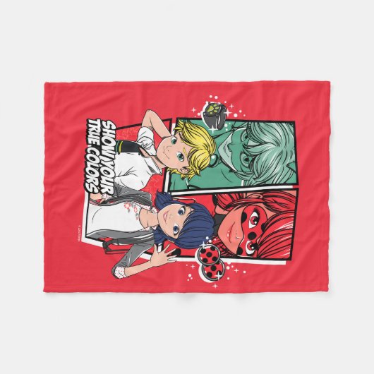 Comic Marinette & Adrien Fleecedecke (Vorderseite (Horizontal))