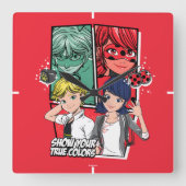Comic Marinette & Adrien Quadratische Wanduhr (Vorderseite)