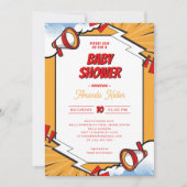 Comic Megaphone Kinderdusche Einladung (Vorderseite)