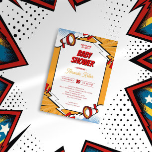 Comic Megaphone Kinderdusche Einladung