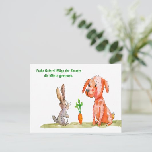 Comic mit Ostersonne Feiertagspostkarte (Stehend Vorderseite)