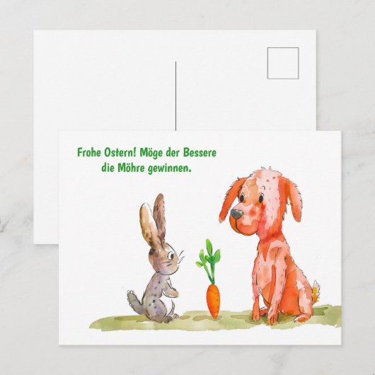 Comic mit Ostersonne Feiertagspostkarte (Vorne/Hinten)