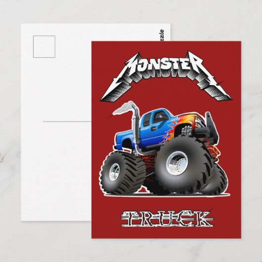 Comic-Monstertruck Postkarte (Vorne/Hinten)