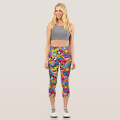 Comic-Muster Capri Leggings (Vorderseite)
