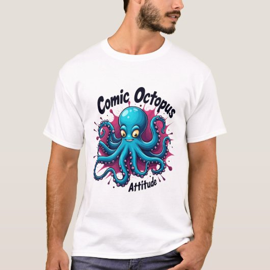 Comic Octopus: Spaß & Quirky Seebad Höhe T-Shirt (Vorderseite)