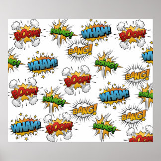 Comic Onomatopoeia Sprechblasen Boom Wham Bang B Poster