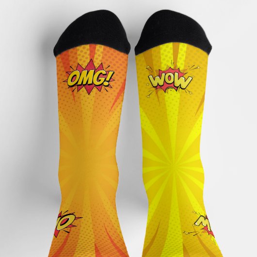 Comic Orange OMG Yellow WOW Socken (Oben)