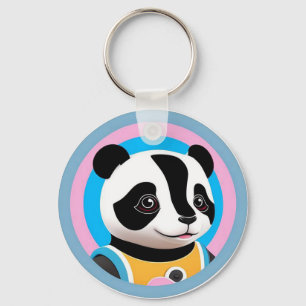 Comic-Panda Farbige Illustration Schlüsselanhänger
