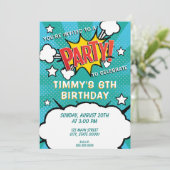 Comic PARTY buchen! Einladung (Stehend Vorderseite)