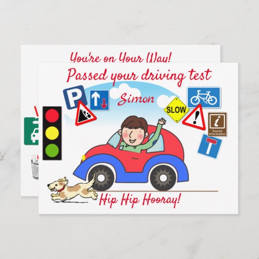 Comic Passed your Driving Test Personalized Postca Postkarte (Vorne/Hinten)