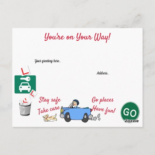 Comic Passed your Driving Test Personalized Postca Postkarte (Rückseite)