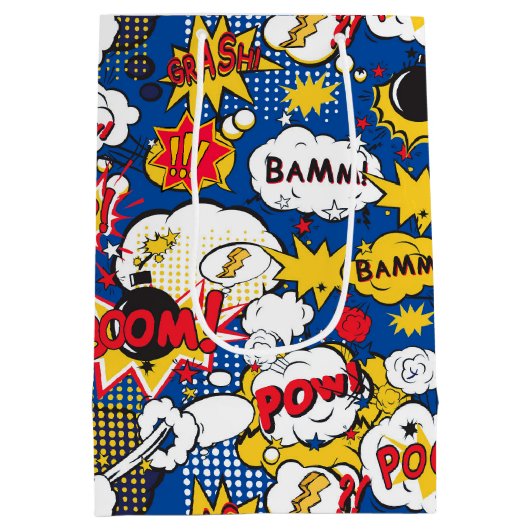 Comic Pattern Gift Bag Mittlere Geschenktüte (Rückseite)