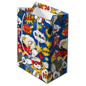 Comic Pattern Gift Bag Mittlere Geschenktüte (Rückseite Schrägansicht)